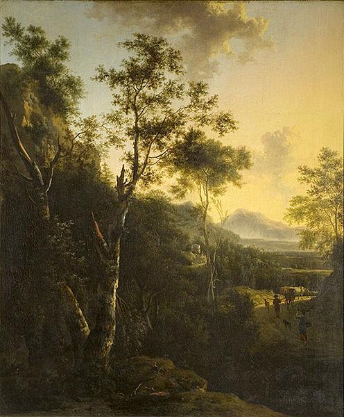 Frederik de Moucheron Rocky Landscape with Cattle and Figures 1675 oil painting image